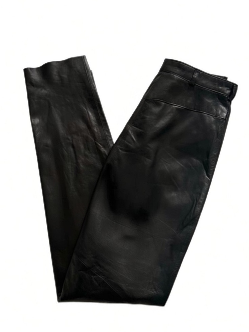 Vakko Vintage Black High Waisted Leather Pants Size 8